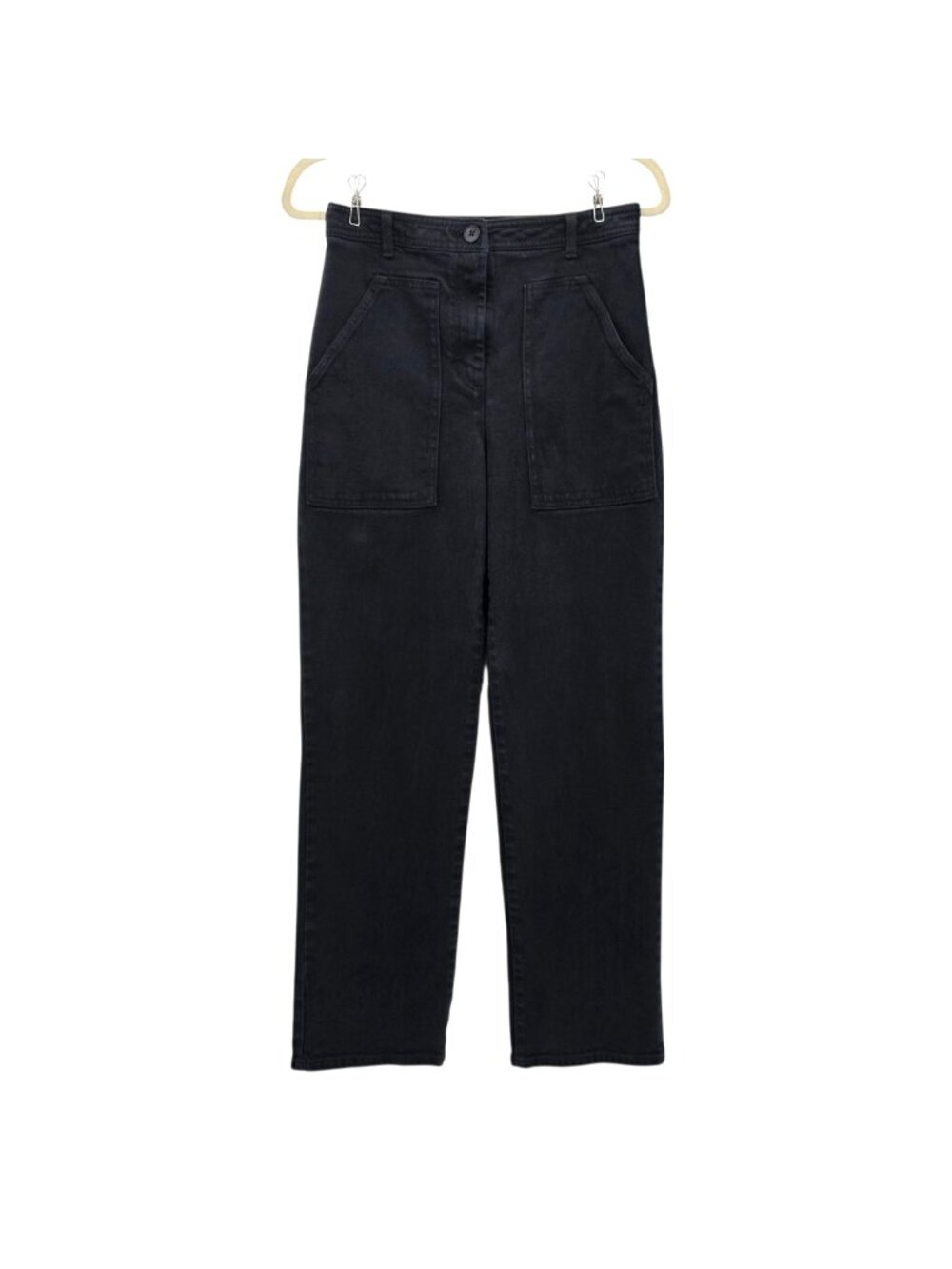Aritzia Wilfred Free Womens 4 Pants Modern Utility Pant Black Mid Rise Straight